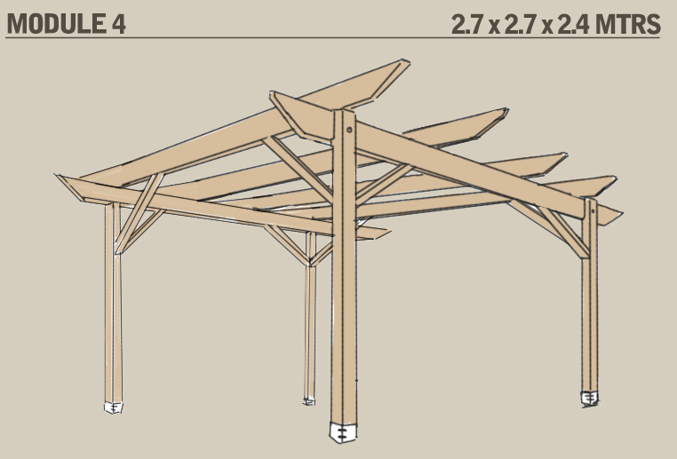 A schematic of Module 4, which is 2.7 x 2.7 x 2.4 metres in size