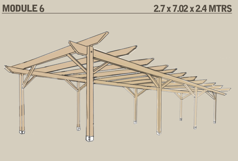 A schematic of Module 6, which is 2.7 x 7.02 x 2.4 metres in size