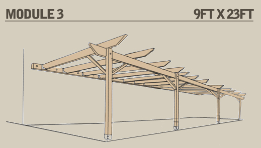 A schematic of Module 3, which is 9ft x 23ft in size